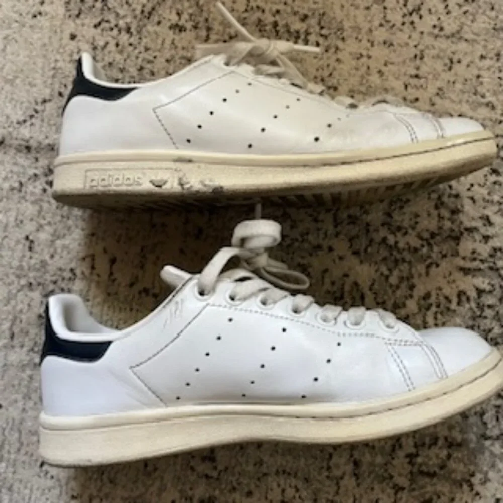 🧡3/15 adidas Stan Smith Shoes White Navy Male 5 1/2